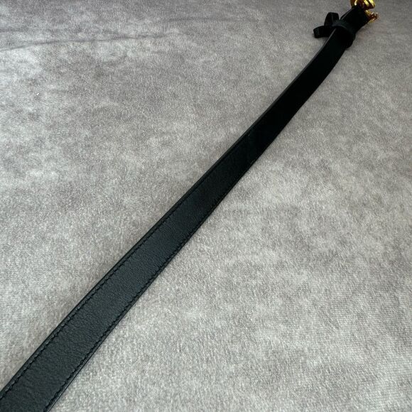 Authentic Gucci Black Leather Slim GG Marmont Belt 409417 80/32 - Picture 6 of 10